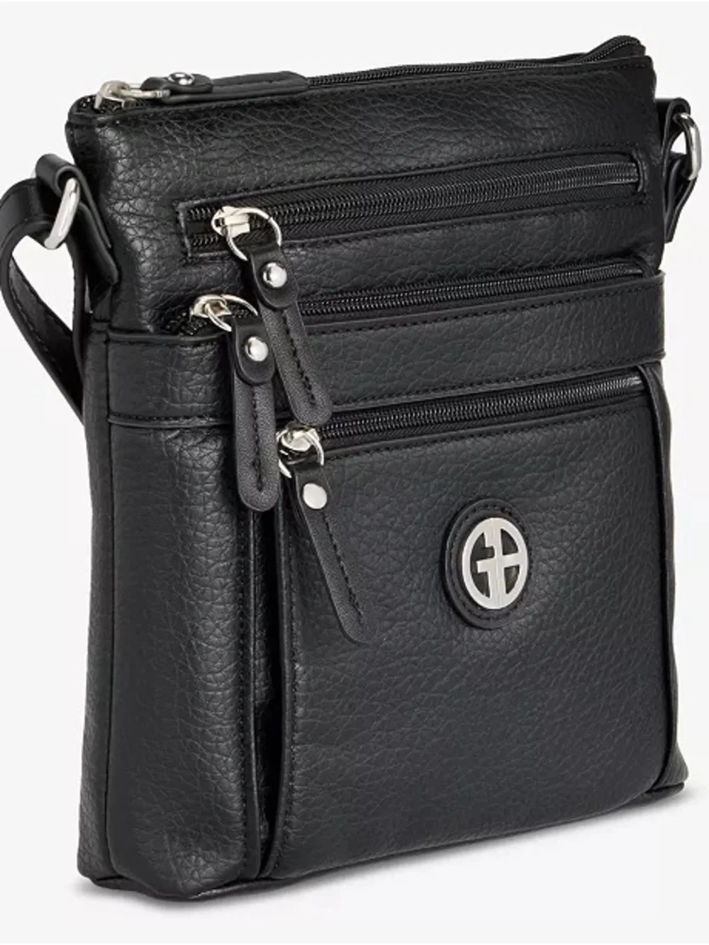 Giani Bernini Black  Vegan Leather Crossbody Bag Multi Pocket Travel Purse NWOT